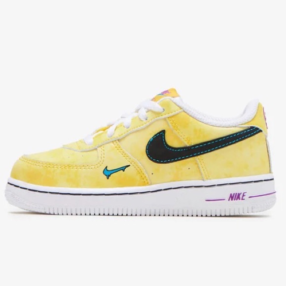 Nike | Shoes | Nike Kids Air Force Lv8 Peace Love And Basketball Yellow Black Dc732270 | Poshmark
